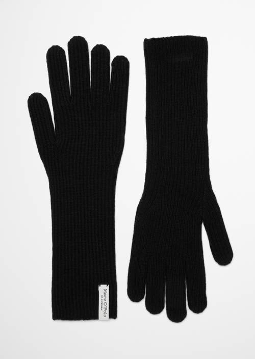 Lange gebreide handschoenen Black in vooraanzicht