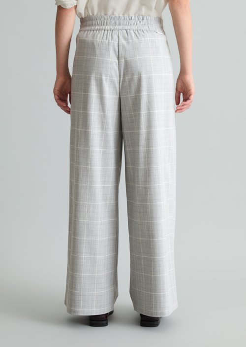 Wide-leg plaid pants — Light Grey