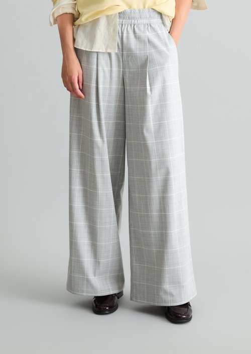 Wide-leg plaid pants — Light Grey