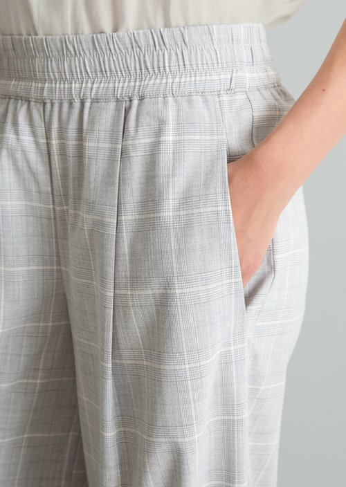 Wide-leg plaid pants — Light Grey