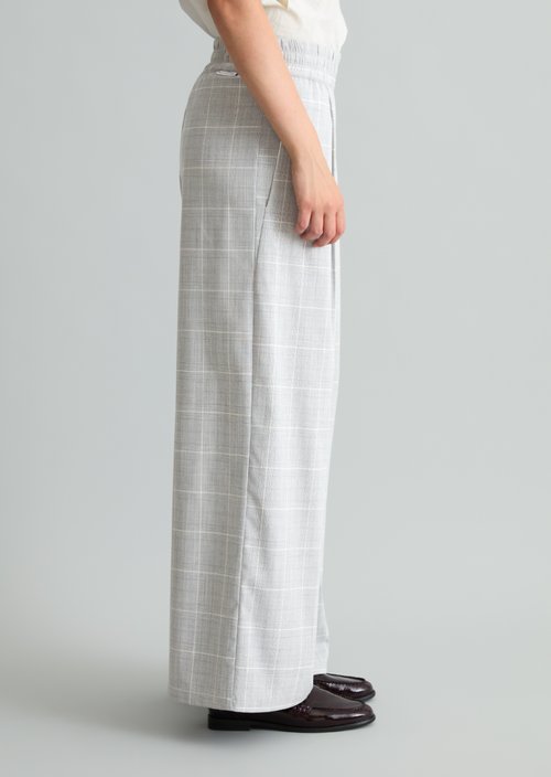 Wide-leg plaid pants — Light Grey