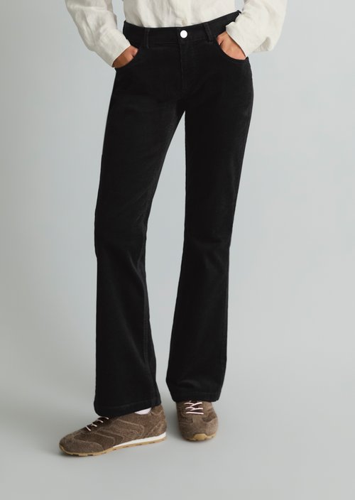 Nella Bootcut Cord Pants — Black