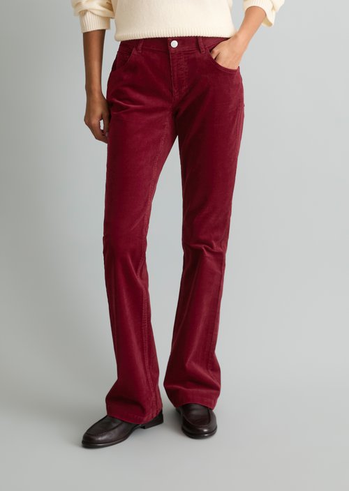 Nella Bootcut Cord Pants — Deep Burgundy