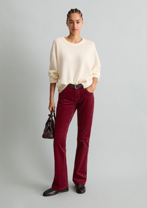 Nella Bootcut Cord Pants — Deep Burgundy