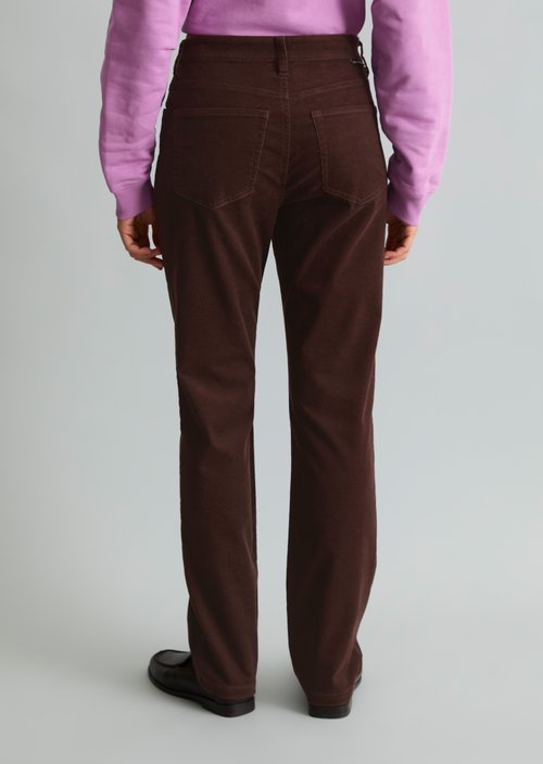 Olina Straight-Leg Cord Pants — Espresso Brown