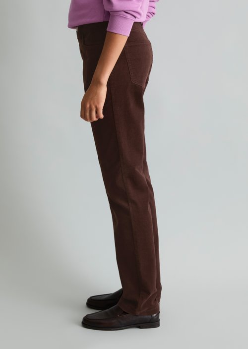 Olina Straight-Leg Cord Pants — Espresso Brown