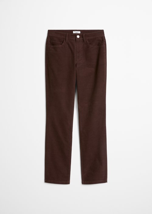 Olina Straight-Leg Cord Pants — Espresso Brown