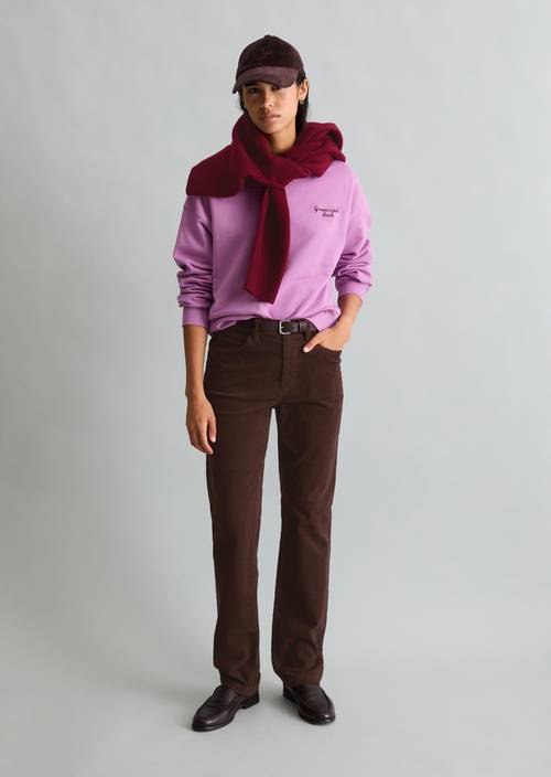 Cordhose Model Olina straight Espresso Brown in Frontalansicht