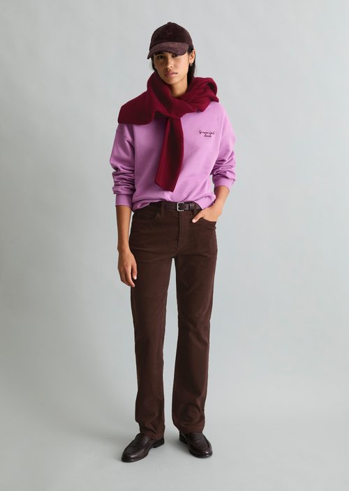 Olina Straight-Leg Cord Pants — Espresso Brown