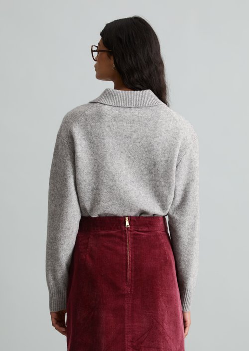 Relaxed-Fit Knit Polo Shirt — Stone Melange