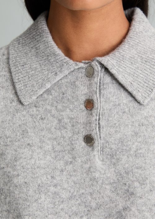 Relaxed-Fit Knit Polo Shirt — Stone Melange