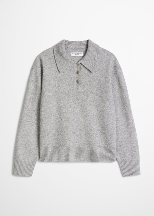 Relaxed-Fit Knit Polo Shirt — Stone Melange