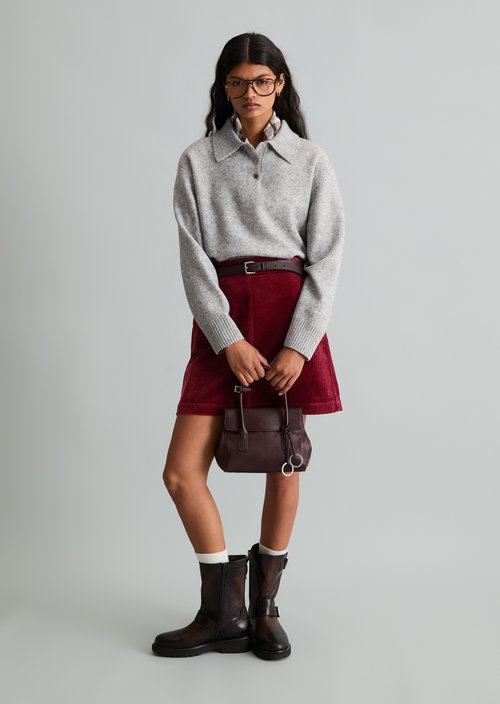 Relaxed-Fit Knit Polo Shirt — Stone Melange
