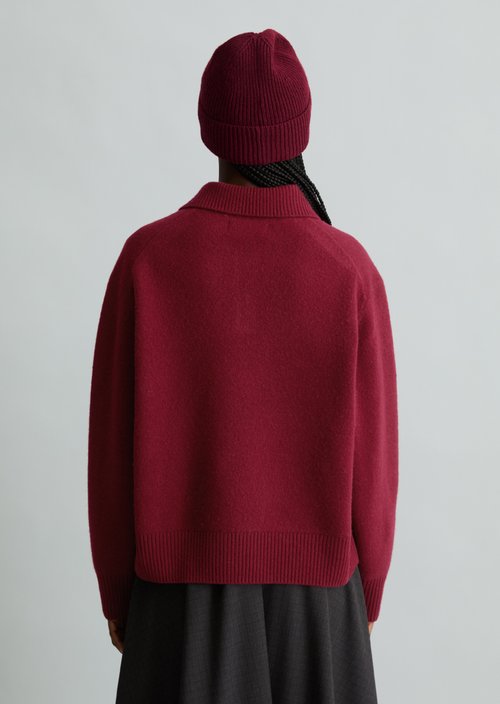 Relaxed-Fit Knit Polo Shirt — Deep Burgundy