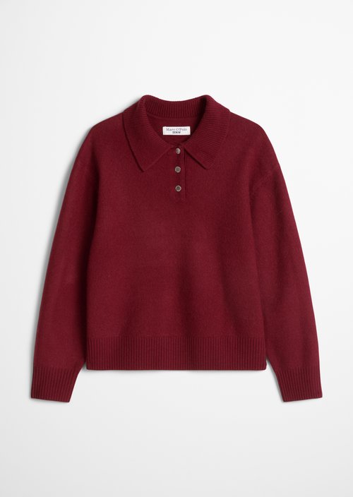 Relaxed-Fit Knit Polo Shirt — Deep Burgundy