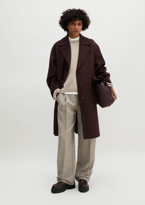 Wool coat relaxed — Black Cherry