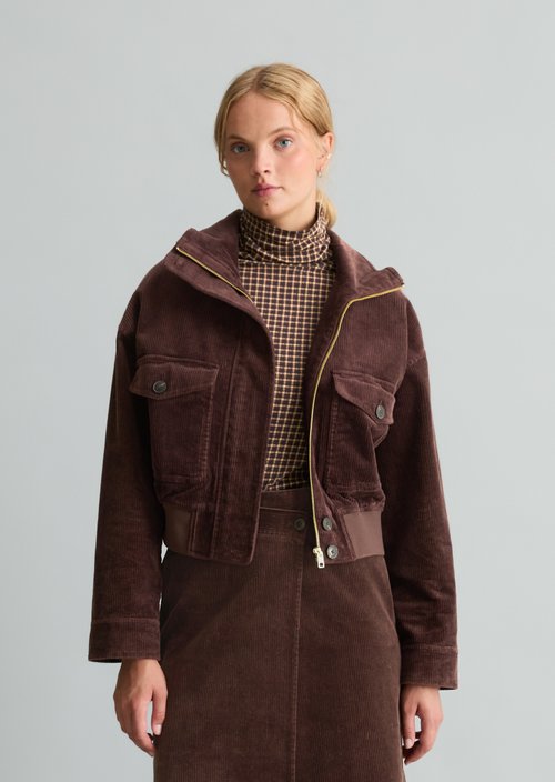Regular-Fit Corduroy Blouson — Espresso Brown