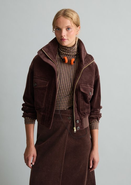 Regular-Fit Corduroy Blouson — Espresso Brown