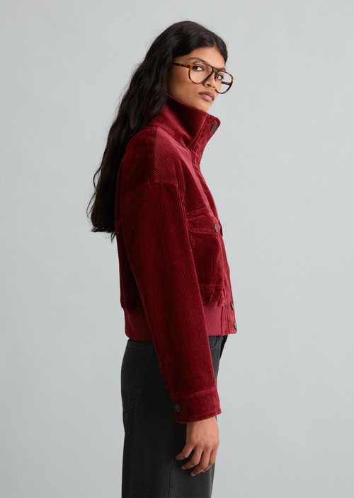 Regular-Fit Corduroy Blouson — Deep Burgundy
