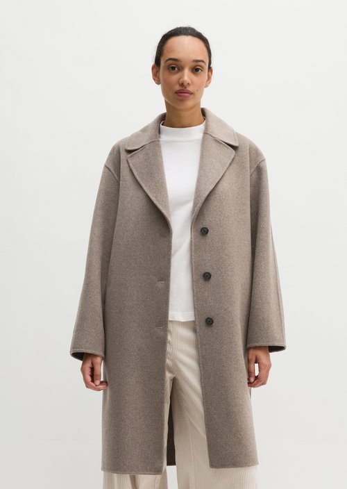 Wool coat relaxed — Stone Taupe Melange