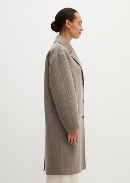 Wool coat relaxed — Stone Taupe Melange