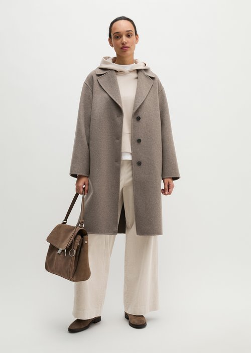 Wool coat relaxed — Stone Taupe Melange