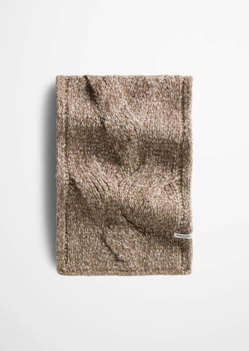 Zopfstrickschal Dark Brown in Frontalansicht