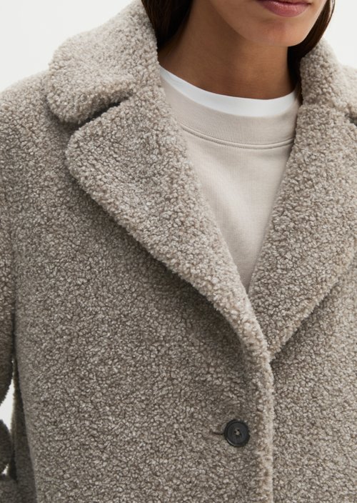 Regular-Fit Teddy Jacket — Stone Taupe Melange