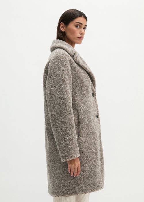 Regular-Fit Teddy Jacket — Stone Taupe Melange