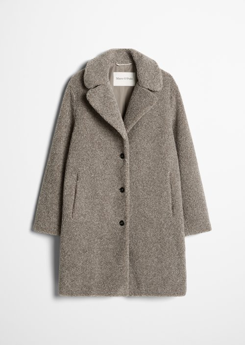 Regular-Fit Teddy Jacket — Stone Taupe Melange