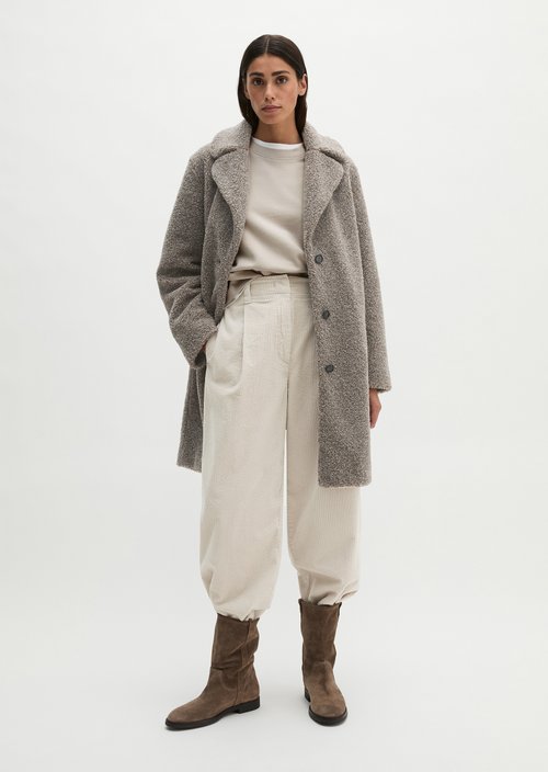 Regular-Fit Teddy Jacket — Stone Taupe Melange
