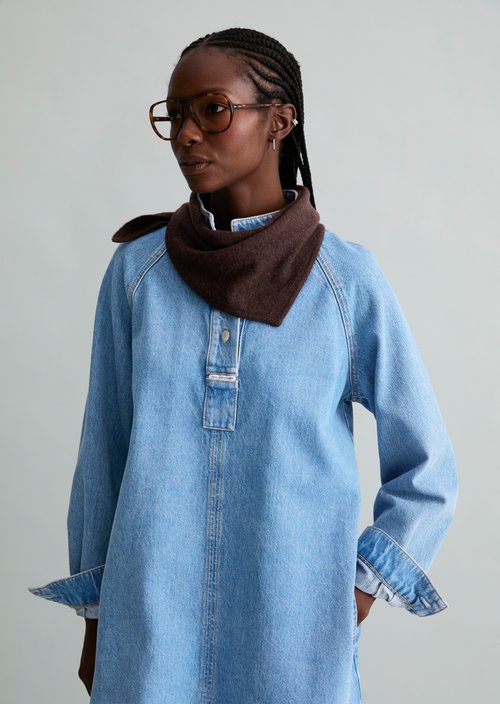 Strick-Dreiecksschal — Dark Brown Melange