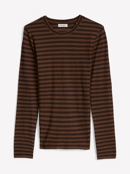 Striped T-shirt, regular fit — Dark Brown