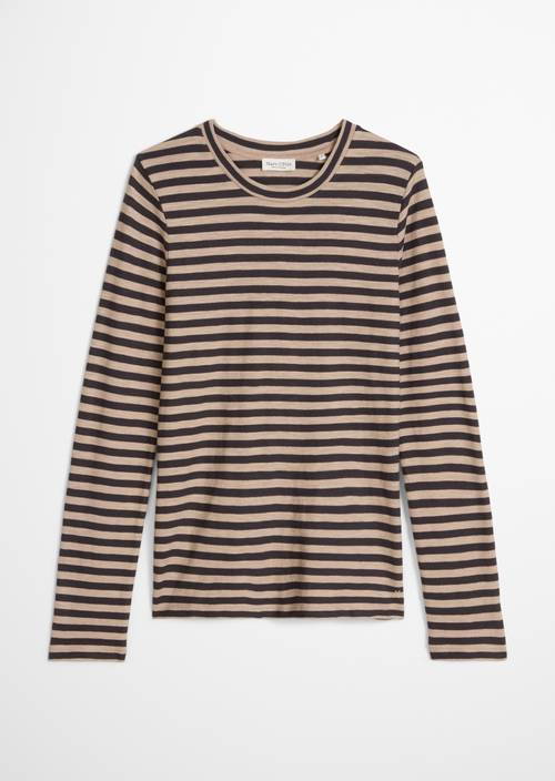 Striped T-shirt, regular fit Medium Brown in isolated view without model