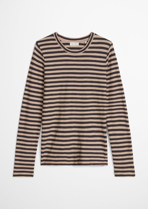Striped T-shirt, regular fit — Medium Brown