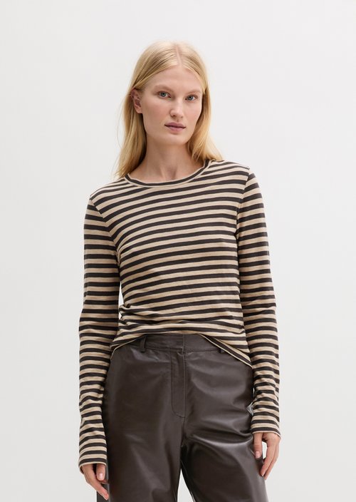 Striped T-shirt, regular fit — Light Beige