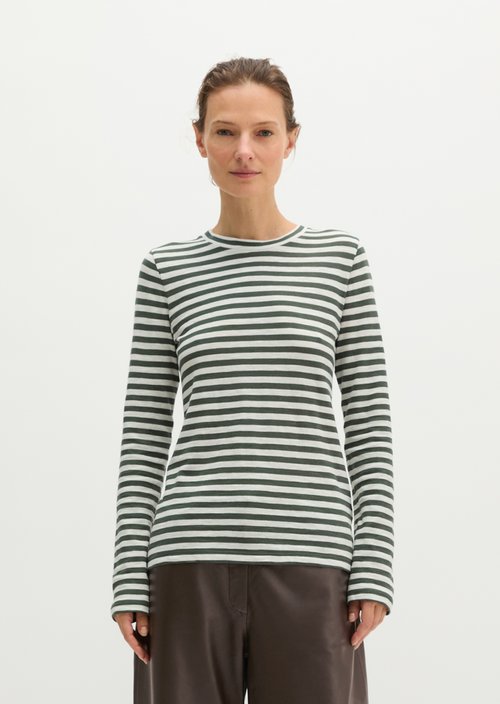 Striped T-shirt, regular fit — Dark Green