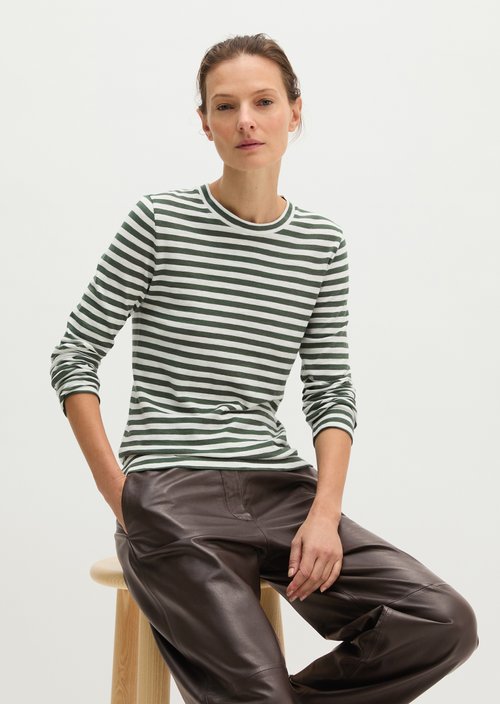 Striped T-shirt, regular fit — Dark Green