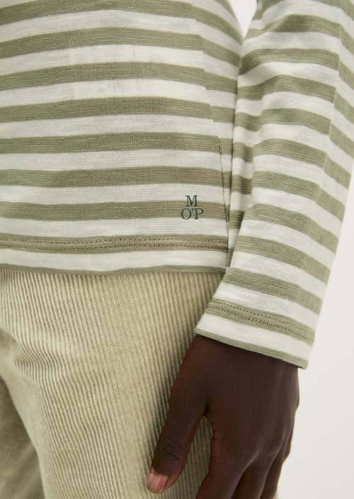 Gestreptes T-shirt, regular fit Bright Green in detailaanzicht