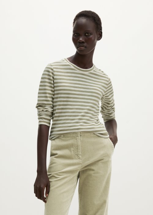 Striped T-shirt, regular fit — Bright Green