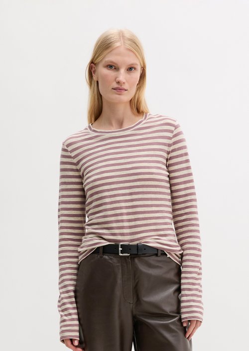 Striped T-shirt, regular fit — Light Pink