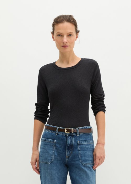 Regular-fit long-sleeve shirt — Coal Grey Melange