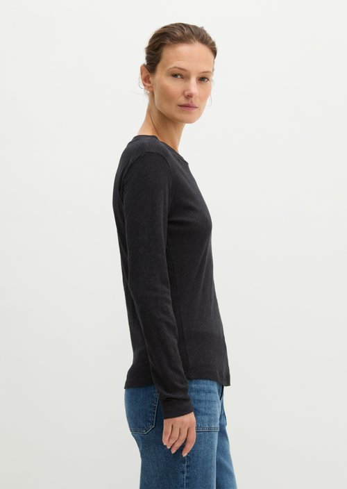 Regular-fit long-sleeve shirt — Coal Grey Melange