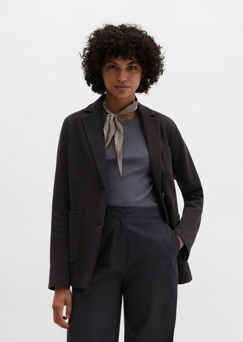 Piqué jersey blazer regular — Deep Night Blue