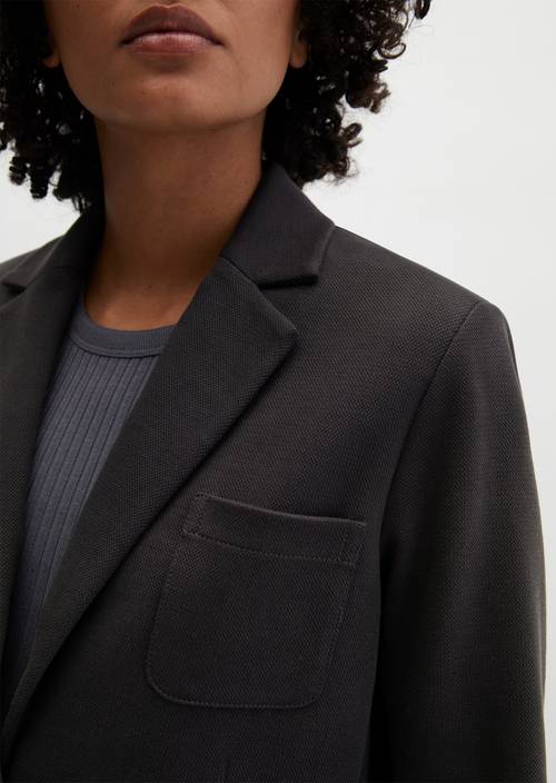 Marynarka z dżerseju piqué o regularnym kroju Deep Night Blue w widoku szczegółowym