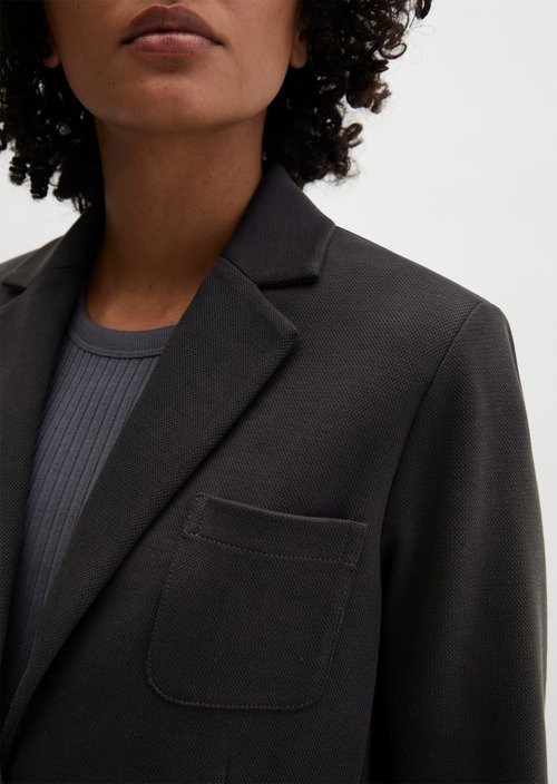 Piqué jersey blazer regular — Deep Night Blue