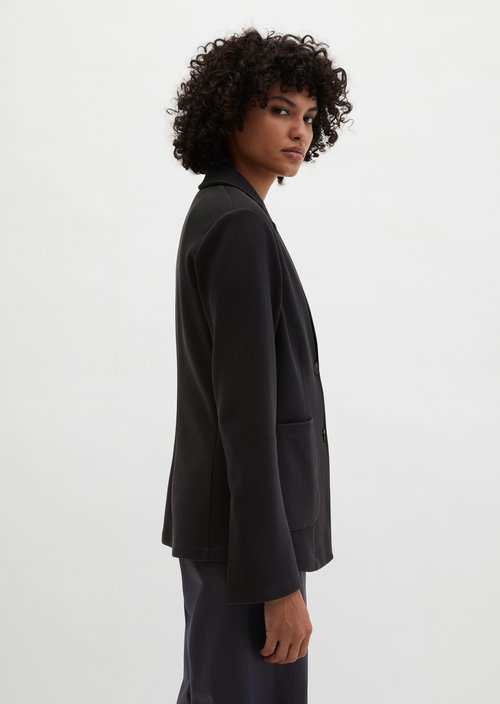 Piqué jersey blazer regular — Deep Night Blue