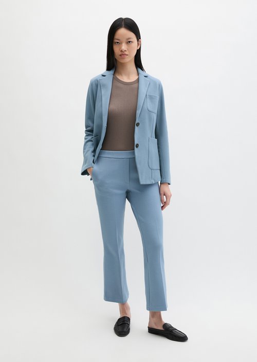 Marc O'Polo Piqué jersey blazer regular, Dames, blauw, 32, 97% Katoen, 3% Elasthaan