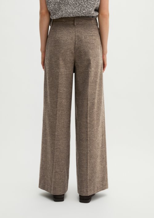 Wide Glen Check Pants — Dark Brown