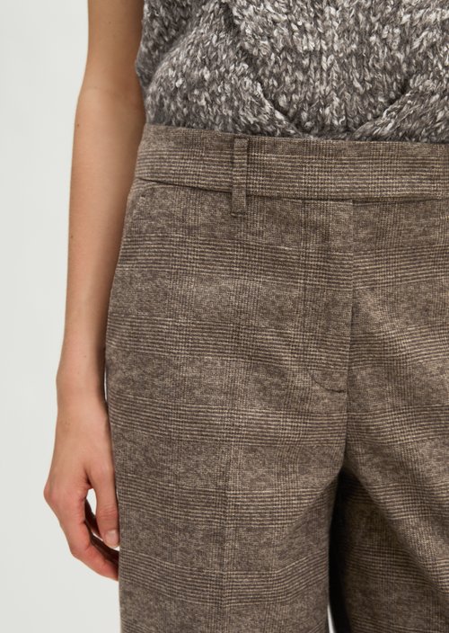 Wide Glen Check Pants — Dark Brown
